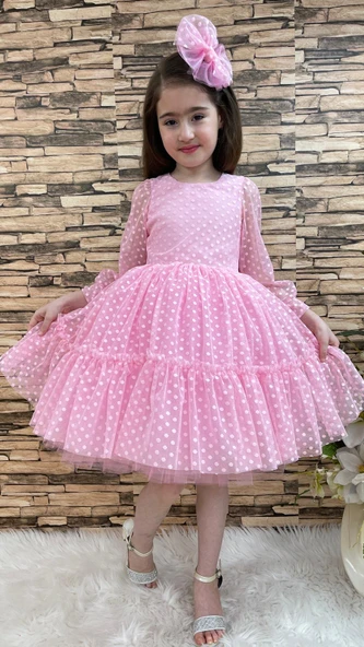 Katkat Prenses Dantel Tokalı Kız Çocuk Elbise MNK0306 - 7