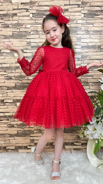 Katkat Prenses Dantel Tokalı Kız Çocuk Elbise MNK0306