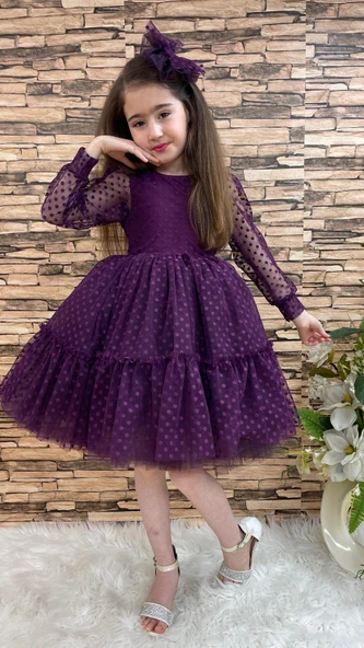 Katkat Prenses Dantel Tokalı Kız Çocuk Elbise MNK0306 - 8