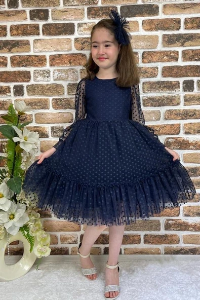 Katkat Prenses Dantel Tokalı Kız Çocuk Elbise MNK0306 - 3