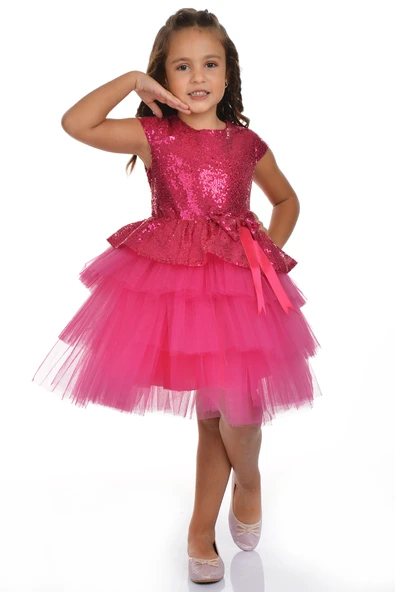 Pul Payet Tütü Parti Elbisesi MNK0275 - Resim 5