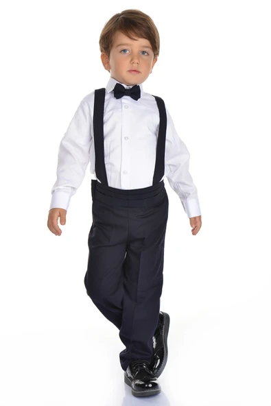 Saten Yaka Kuşaklı Yelekli Erkek Çocuk Takım - 5