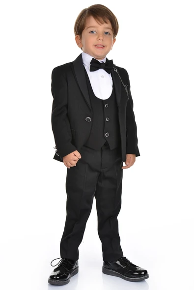 Ceketli Yelekli Erkek Çocuk Damatlık Takım Elbise MNK0274