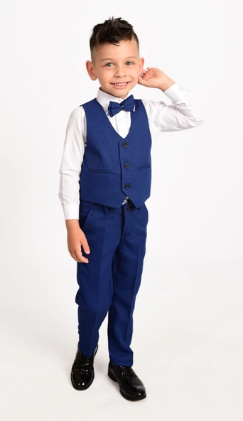 Yelekli Erkek Çocuk Takım Elbise MNK0272 - Resim 3