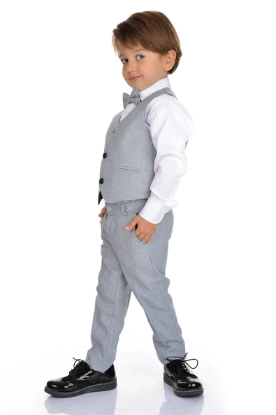 Yelekli Erkek Çocuk Takım Elbise MNK0272 - Resim 5