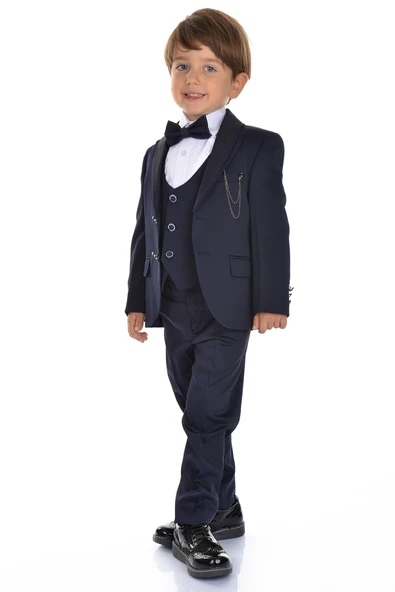 Ceketli Yelekli Erkek Çocuk Damatlık Takım Elbise MNK0274 - 2