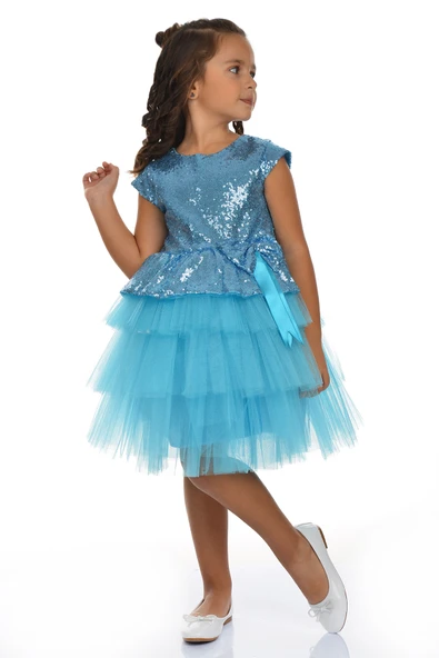 Pul Payet Tütü Parti Elbisesi MNK0275 - Resim 7