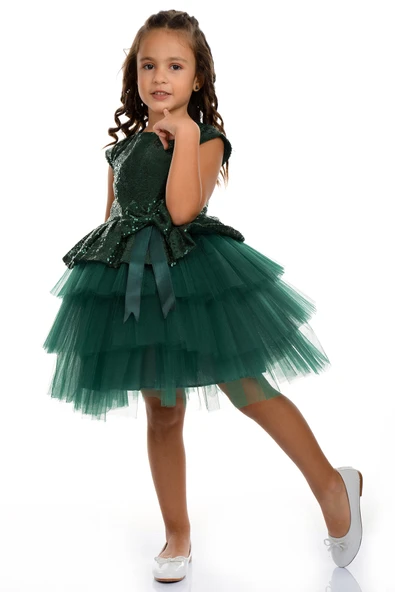 Pul Payet Tütü Parti Elbisesi MNK0275 - Resim 6