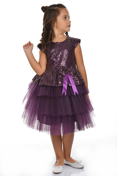 Pul Payet Tütü Parti Elbisesi MNK0275 - Resim 3