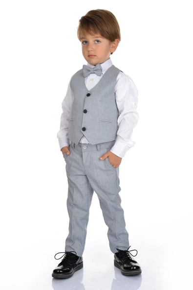 Yelekli Erkek Çocuk Takım Elbise MNK0272 - Resim 2