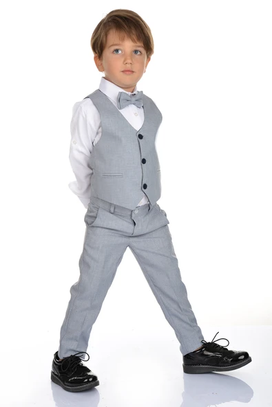 Yelekli Erkek Çocuk Takım Elbise MNK0272 - Resim 6