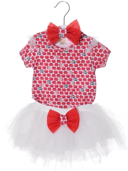 Mini Apple Tütülü Kız Bebek Parti Takım - Resim 5