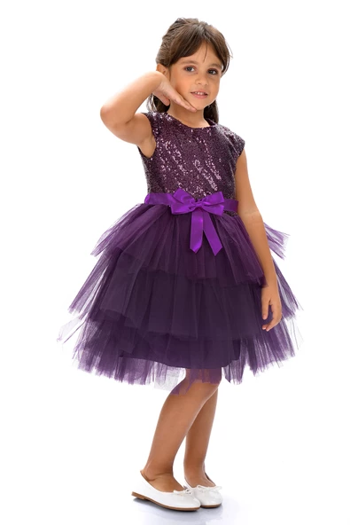 Mnk Kız Çocuk Pullu Tüllü Parti Elbisesi - Resim 9