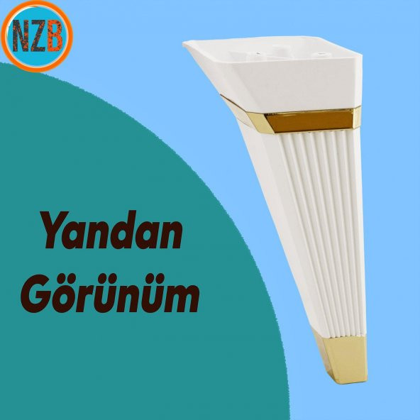 Mobilya Kanepe Sehpa TV Ünitesi Koltuk Ayağı Baza Ayak 23 cm Beyaz Altın - Resim 4