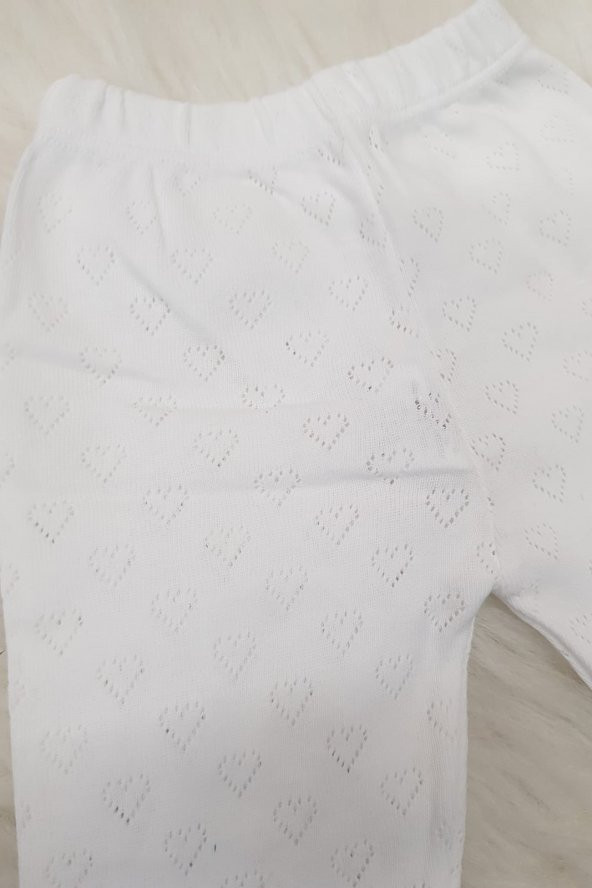Termal Beyaz Renk Patikli Penye Bebek Pantolon - 2