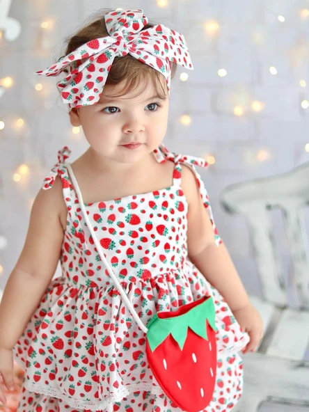 Mnk Çantalı Çilek Elbise - Resim 4