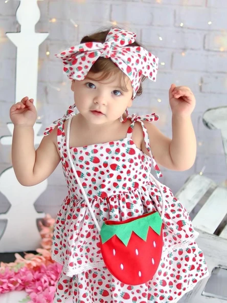 Mnk Çantalı Çilek Elbise - Resim 2