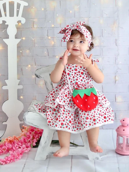 Mnk Çantalı Çilek Elbise - Resim 6