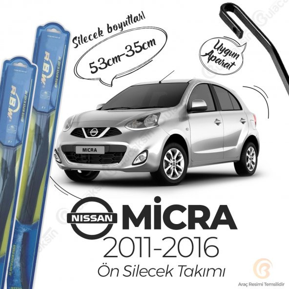 RBW Hybrid Ön Silecek Takımı Nissan Micra 2011-2016 ile uyumlu - 1