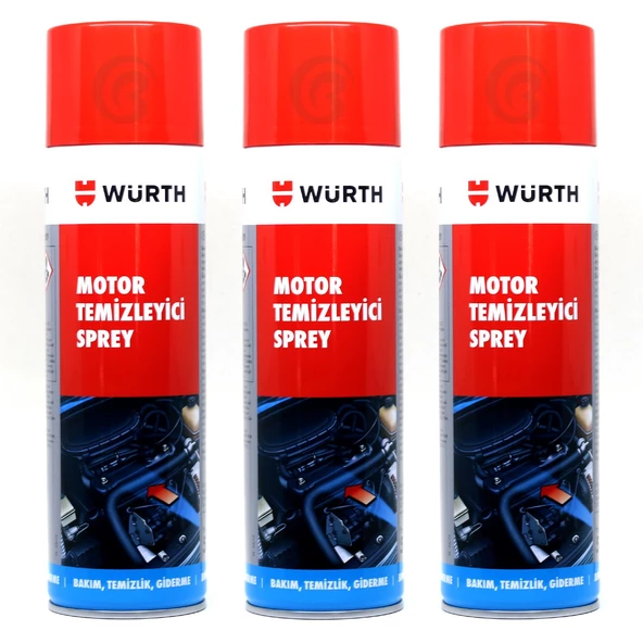 3X Würth Motor Temizleyici Sprey 500 Ml (Su Gerekmez)