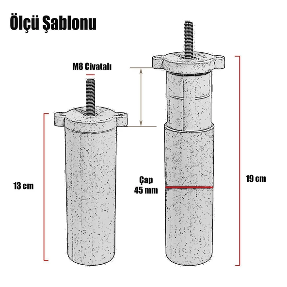Regnum 6'lı Set Mobilya Tv Ünitesi Koltuk Kanepe Destek Ayağı 16 Cm Kahve Ayakları M8 Civatalı - 3