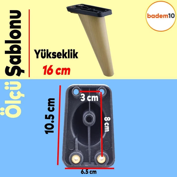 Regnum 6'lı Set Mobilya Tv Ünitesi Koltuk Kanepe Destek Ayağı 16 Cm Kahve Ayakları M8 Civatalı - 2