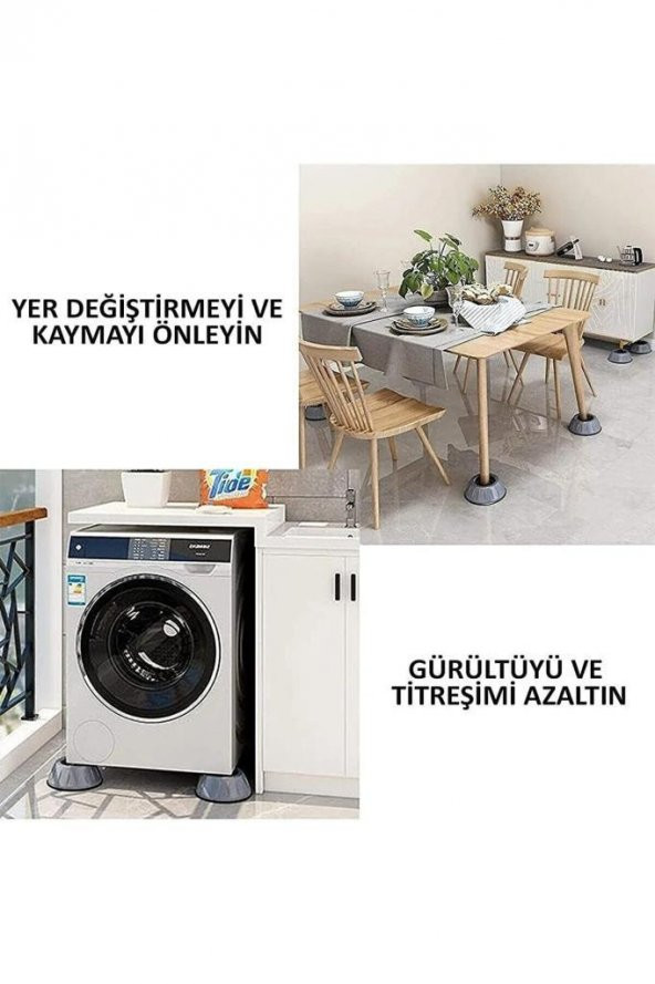 4lü Plastik Titreşim Engelleyici Kaydırmaz Yükseltici Beyaz Eşya Mobilya Ayağı - 4
