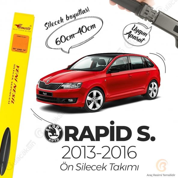 İnwells Muz Silecek Takımı Skoda Rapid Spaceback 2013-2016 ile uyumlu