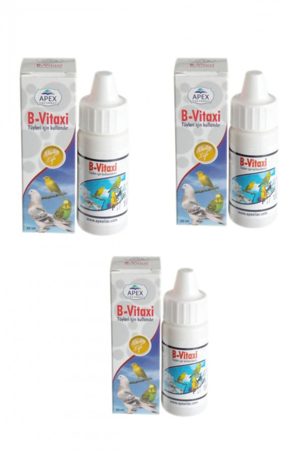3 Adet Apex Papağanlar Için B Vitamini - Tüy Dökümü Içindir - B-vitaxi