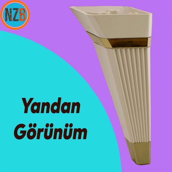 Mobilya Kanepe Sehpa TV Ünitesi Koltuk Ayağı Baza Ayak 23 cm Krem Altın - 4