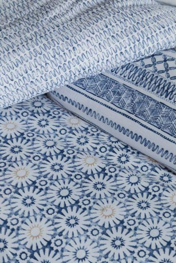 Apricitas Home Comlete, Paradise Çift Kişilik Nevresim Takımı Mavi Beyaz - 3