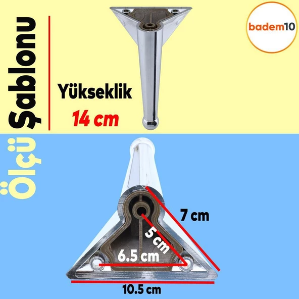 Gonca 6'lı Set Mobilya Tv Ünitesi Çekyat Koltuk Kanepe Destek Ayağı 14 Cm Krom Ayakları M8 Civatalı - Resim 2