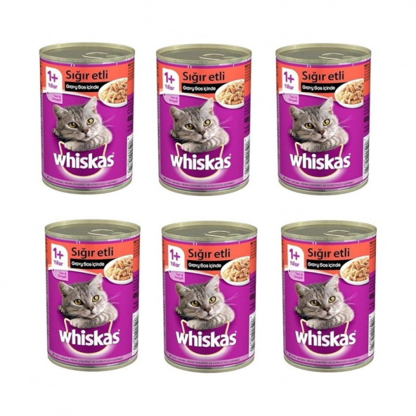 Whiskas Konserve 6 adet 400 gr Sığır Etli