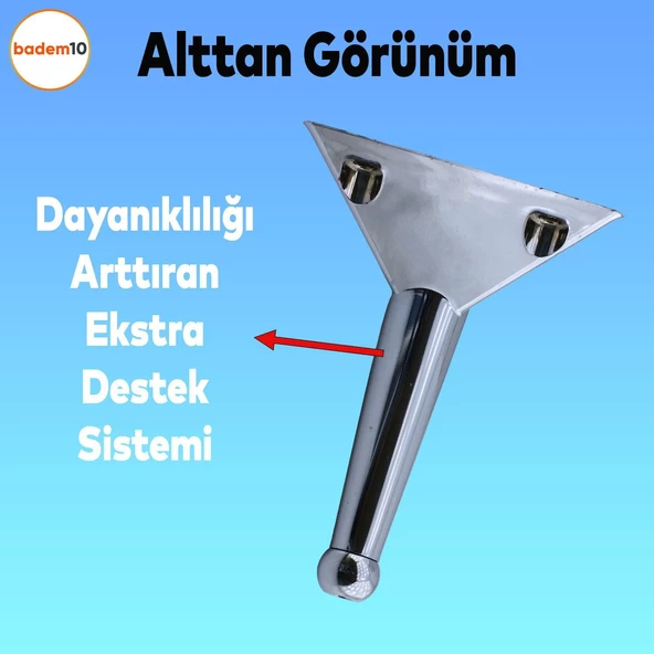 Gonca 6'lı Set Mobilya Tv Ünitesi Çekyat Koltuk Kanepe Destek Ayağı 14 Cm Krom Ayakları M8 Civatalı - Resim 5