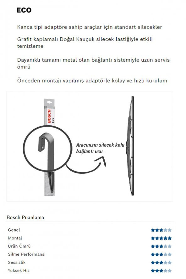 Bosch Eco Ön Silecek Takımı Mini Cooper 2004 -2012 ile uyumlu - 3