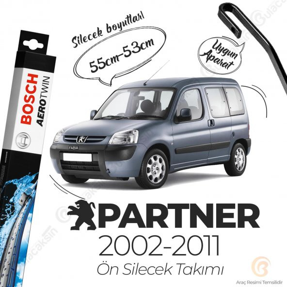 Bosch Aerotwin Muz Silecek Takımı Peugeot Partner M5 2002-2011 ile uyumlu ürün görseli 1