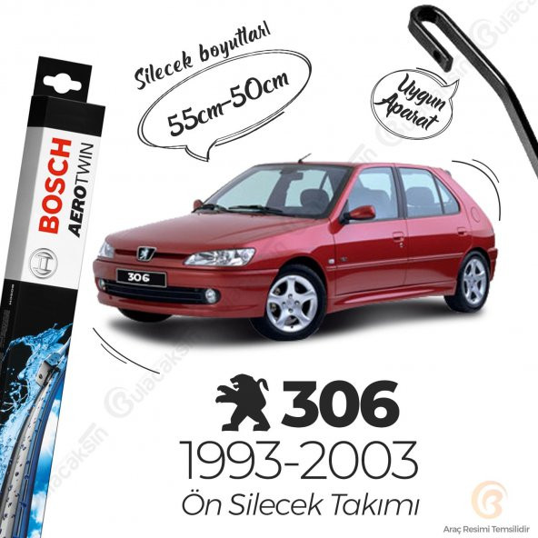 Bosch Aerotwin Muz Silecek Takımı Peugeot 306 1993-2003 ile uyumlu ürün görseli 1