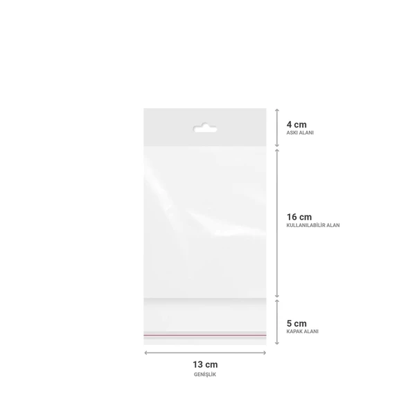 Askılı (Meksika Şapka) Bantlı Şeffaf Opp Torba 13x16+9 cm - 500 Adet - 2