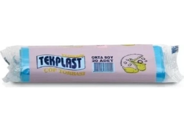 Tekplast Orta Boy Çöp Torbası 55x60cm (20 li Paket) ürün görseli 1