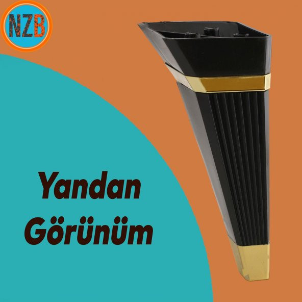 Mobilya Kanepe Sehpa TV Ünitesi Koltuk Ayağı Baza Ayak 23 cm Siyah Altın - Resim 5