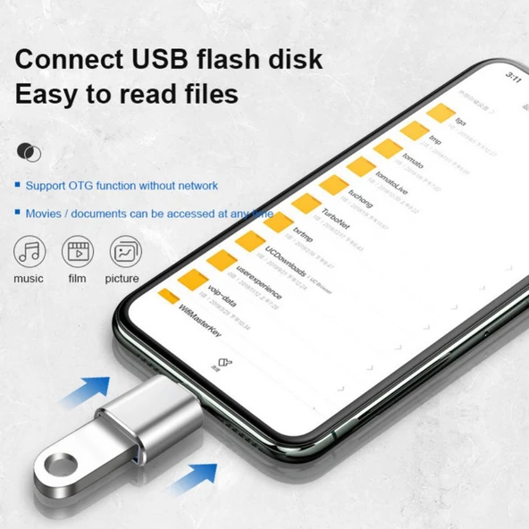 Type C USB 3.0 Dönüştürücü USB 3.0 5Gbps Hızlı OTG Çevirici Dönüştürücü Adaptör - Resim 3