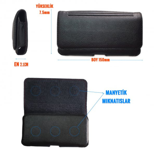 Kemere Takılan Telefon Kılıfı Bel Kemer Kılıfları Kapaklı Mıknatıslı - Resim 2