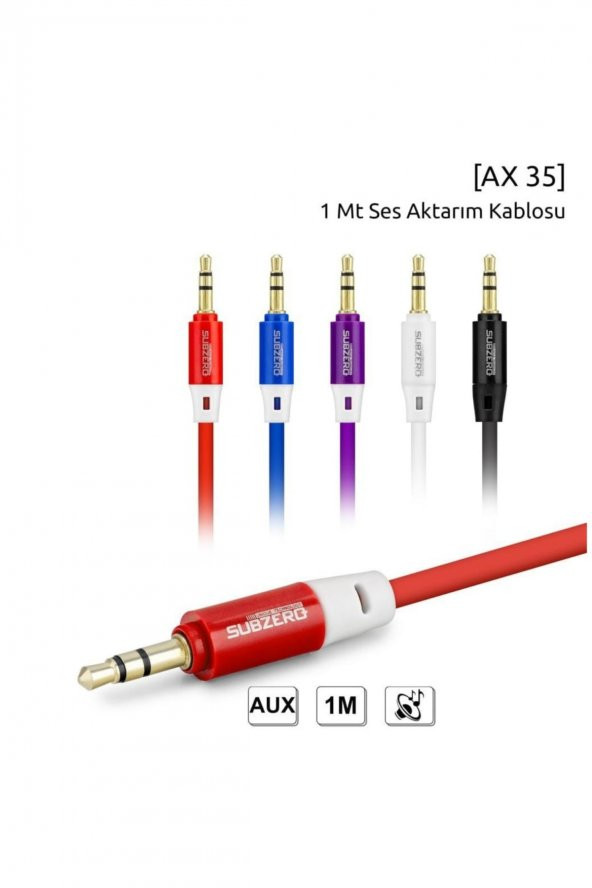 Aux Kablo 1 Metre Renkli Ses Aktarım Kablosu 3.5 Jack Giriş - Resim 3