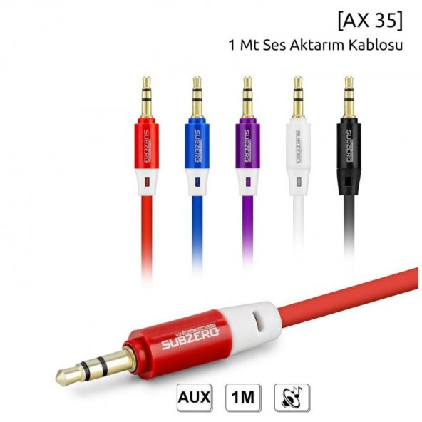 Aux Kablo 1 Metre Renkli Ses Aktarım Kablosu 3.5 Jack Giriş - Resim 3