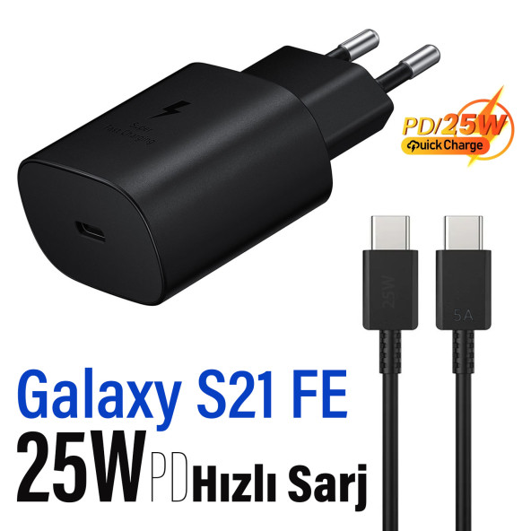 Samsung Galaxy S21 FE Uyumlu Type-C Şarj Aleti 25W Hızlı Şarj PD 3.0