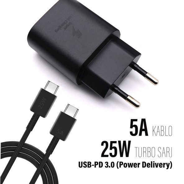 Samsung Galaxy S21 FE Uyumlu Type-C Şarj Aleti 25W Hızlı Şarj PD 3.0 - Resim 3