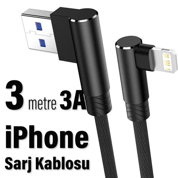 Iphone Xs Max Xr X 11 8 7 6 5 S Se Ipad 3 Metre L Kopmaz Kırılmaz Hızlı Şarj Ve Data Kablosu