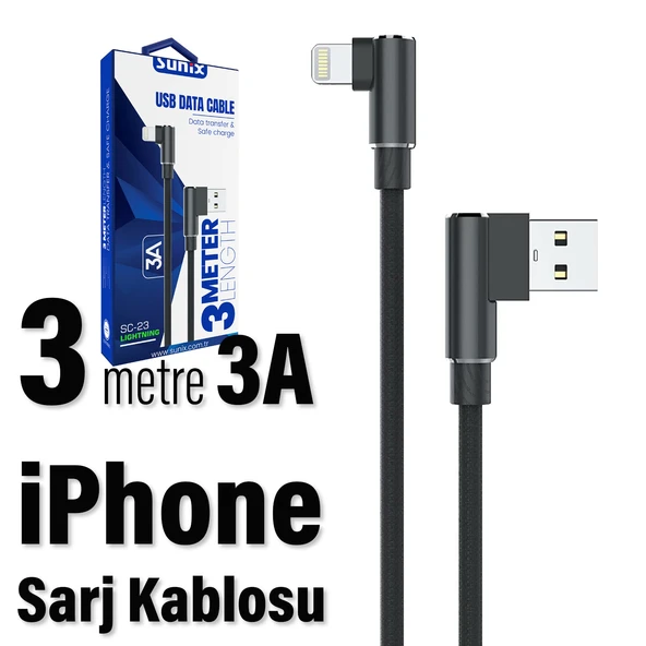 Iphone Xs Max Xr X 11 8 7 6 5 S Se Ipad 3 Metre L Kopmaz Kırılmaz Hızlı Şarj Ve Data Kablosu - 2