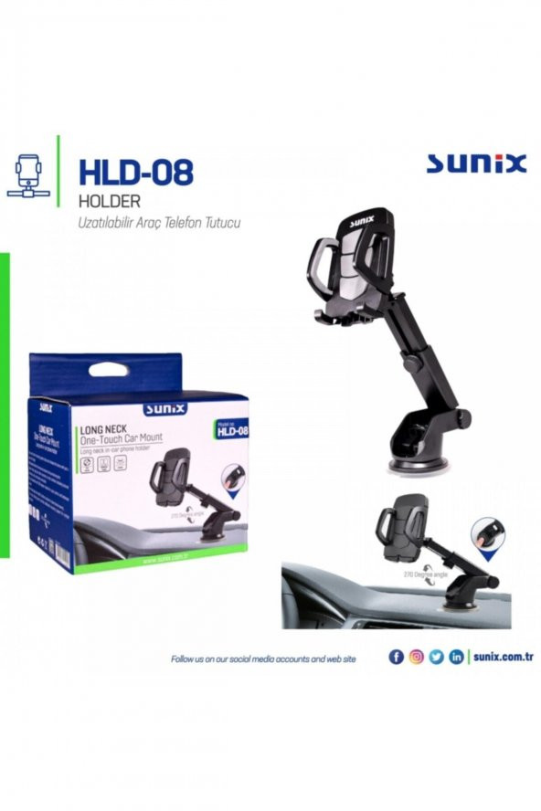 Uzanabilir Vantuslu Araç Telefon Tutucu Sunix Hld-08 - 2