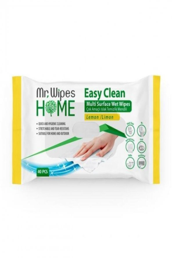 Mr. Wipes Çok Amaçlı Yüzey Temizleme Mendili Limon - 40 Yaprak